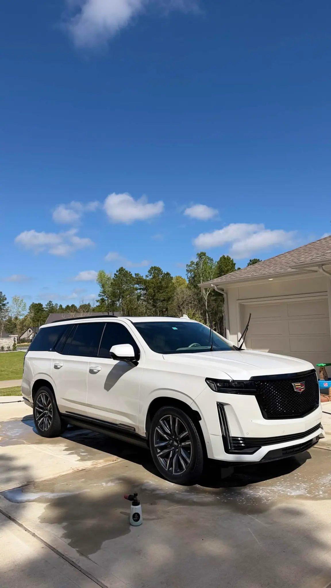 White Cadillac Escalade mobile detailing Houston TX